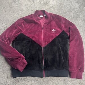 Adidas Women's Medium Full Zip Track Jacket Faux Fur